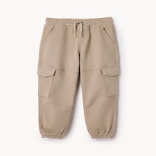 F&F Boys Cotton Rich Cargo Joggers in Stone