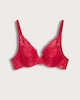 image 4 of F&F Floral Lace Detail Underwired Plunge Bra in Red