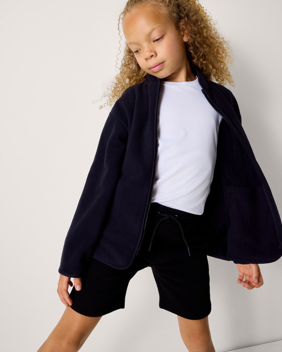 image 1 of F&F School Unisex Zip Up Fleece Jacket in Navy
