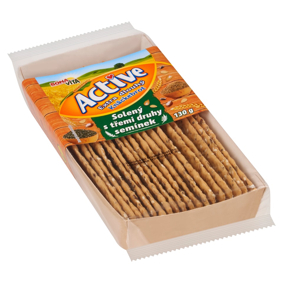 Obrázek 1 pro produkt Bona Vita Active Extra dlouhý knäckebrot solený s třemi druhy semínek 130g