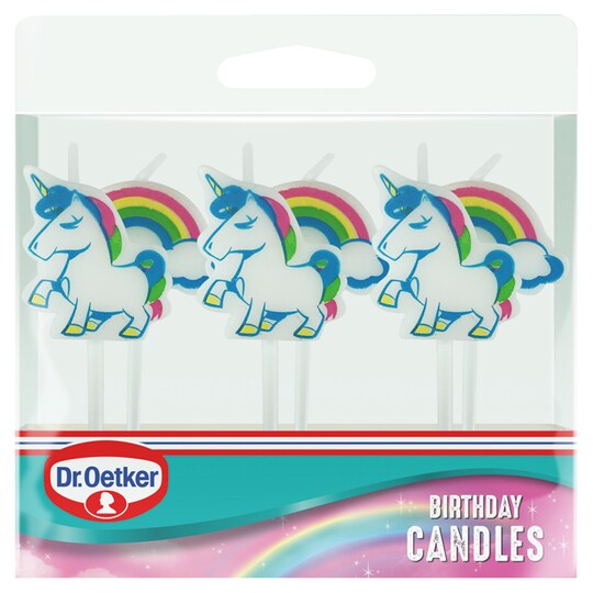 Dr. Oetker 6 Unicorn & Rainbow Birthday Candles Tesco Groceries