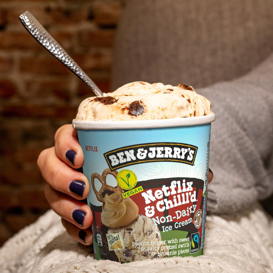 image 1 of Ben & Jerry's Non Dairy Vegan Netflix & Chilll'd Peanut Butter Ice Cream Tub 465ml