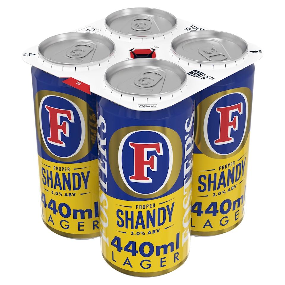 Foster's Proper Shandy Lager Beer 4 x 440ml