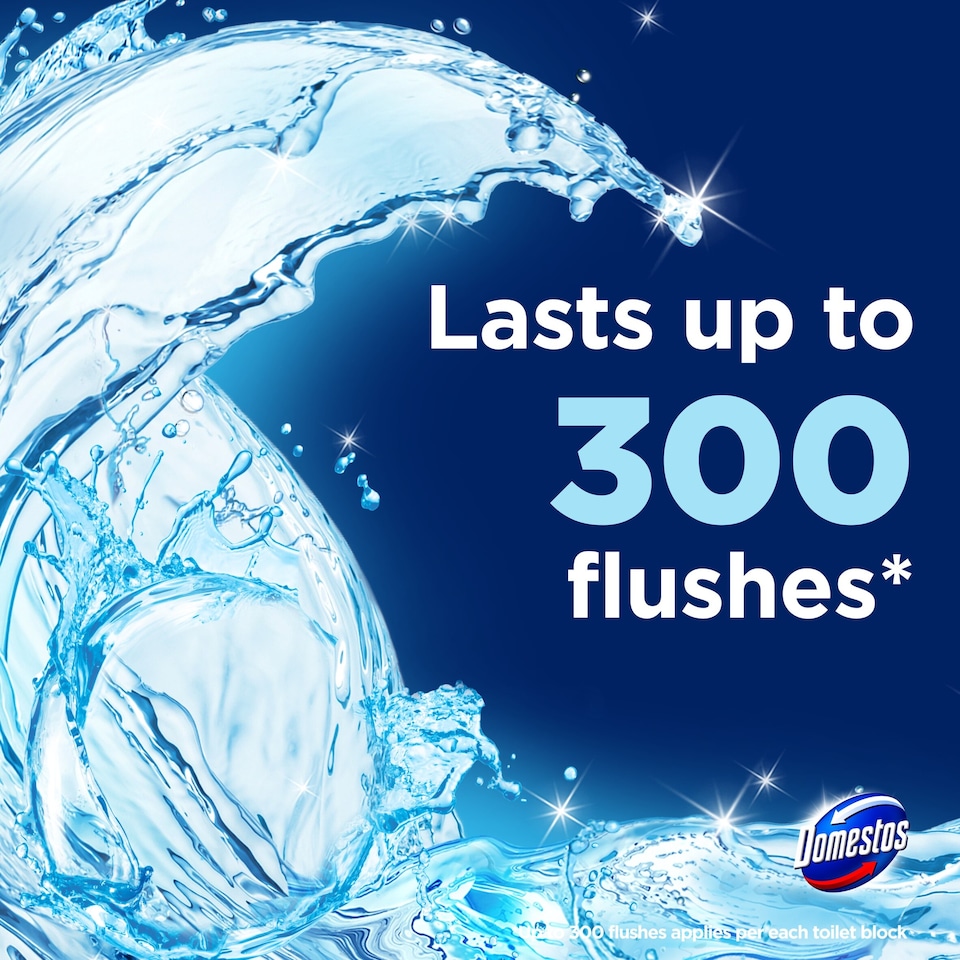 image 1 of Domestos Power 5 Toilet Rim Block Freshener Ocean 2x 50g
