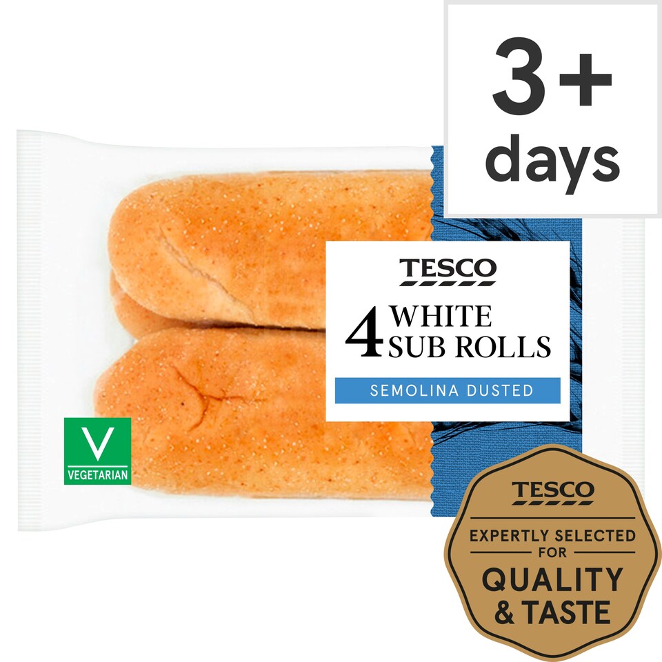 Tesco White Sub Rolls 4 Pack Tesco Groceries
