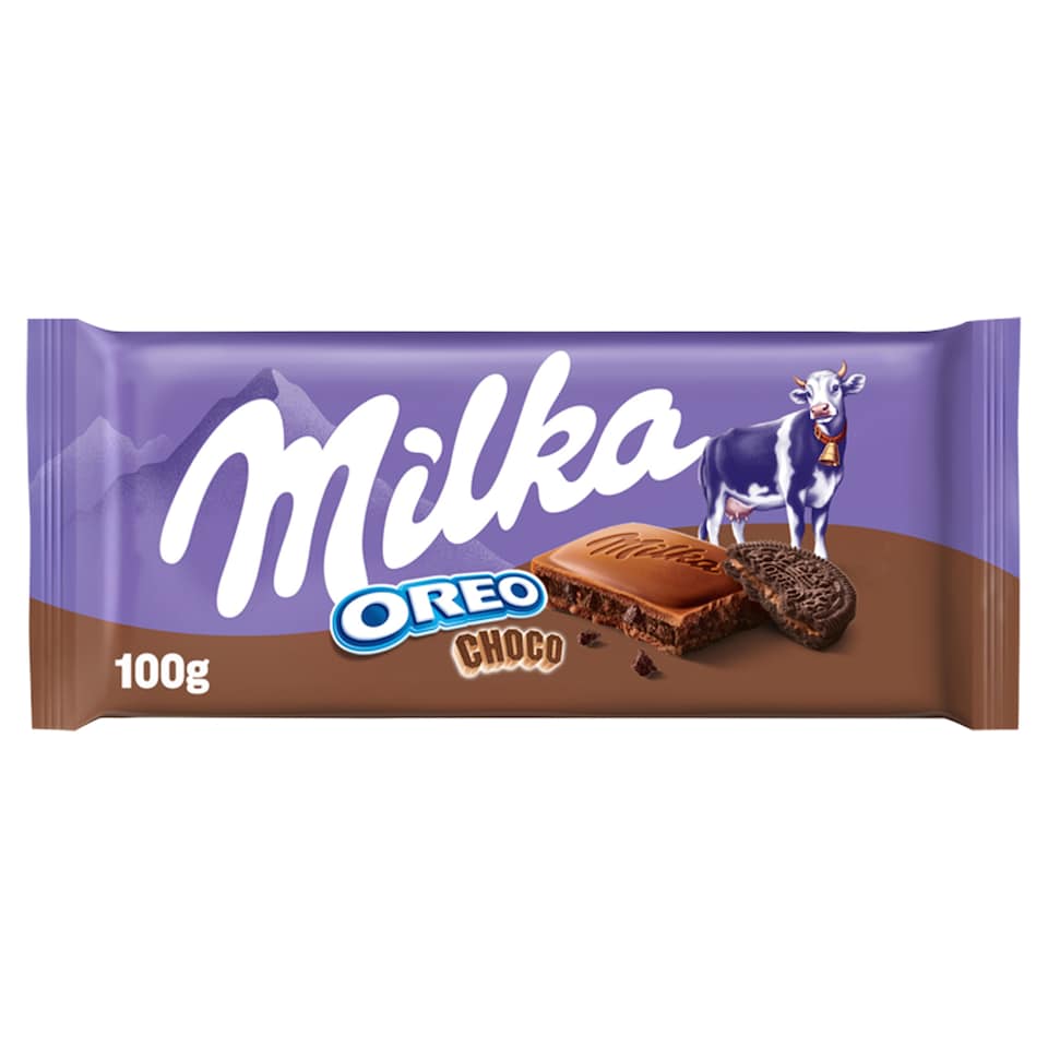 Milka Oreo Choco alpesi tejcsokoládé kakaós krémtöltelékkel és kakaós kekszdarabokkal 100 g