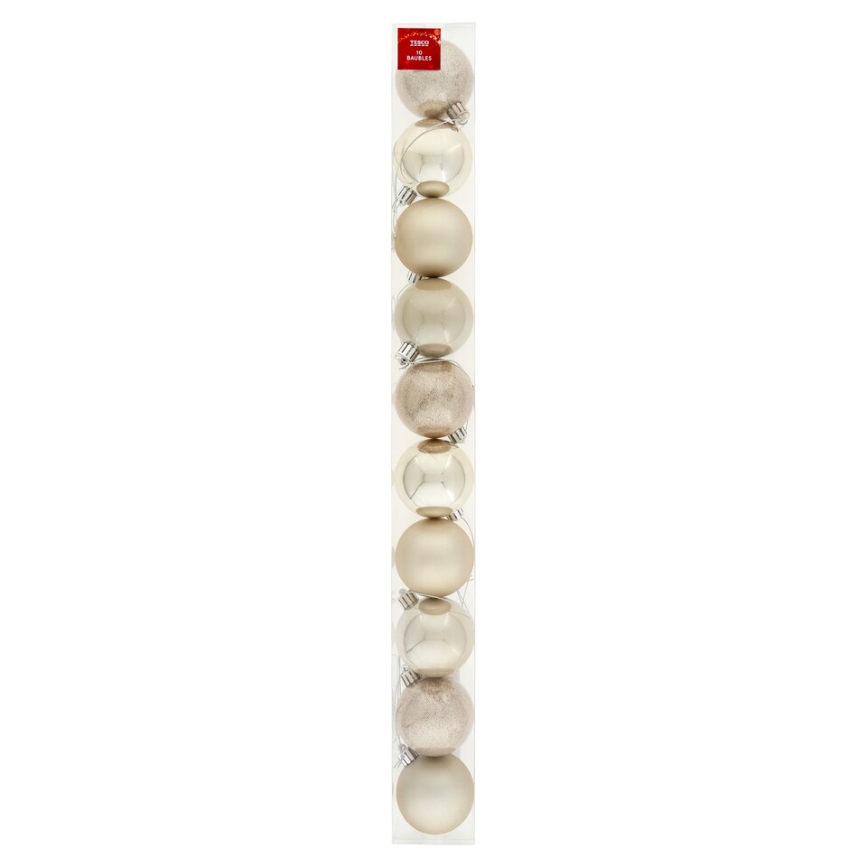 Tesco pezsgő-arany gömbdísz 6 cm 10 db