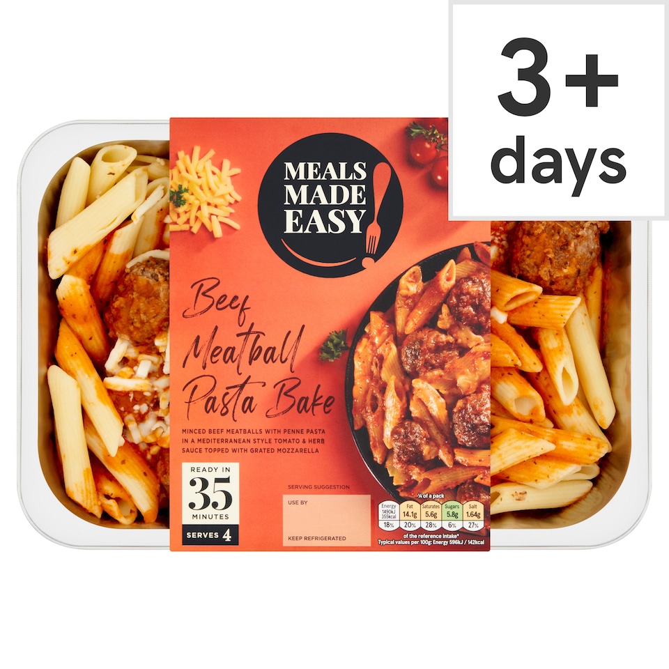 Tesco Meals Made Easy Beef Meatball Pasta Bake 1Kg