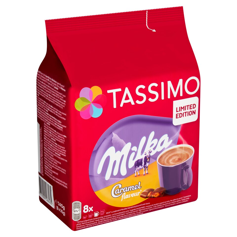 Tassimo Milka instantní kakaový nápoj s karamelovou příchutí 8 x 30g (240g)