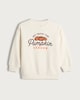 image 2 of F&F Girls Cotton Rich Pumpkin Picking Crew Sweatshirt in Cream