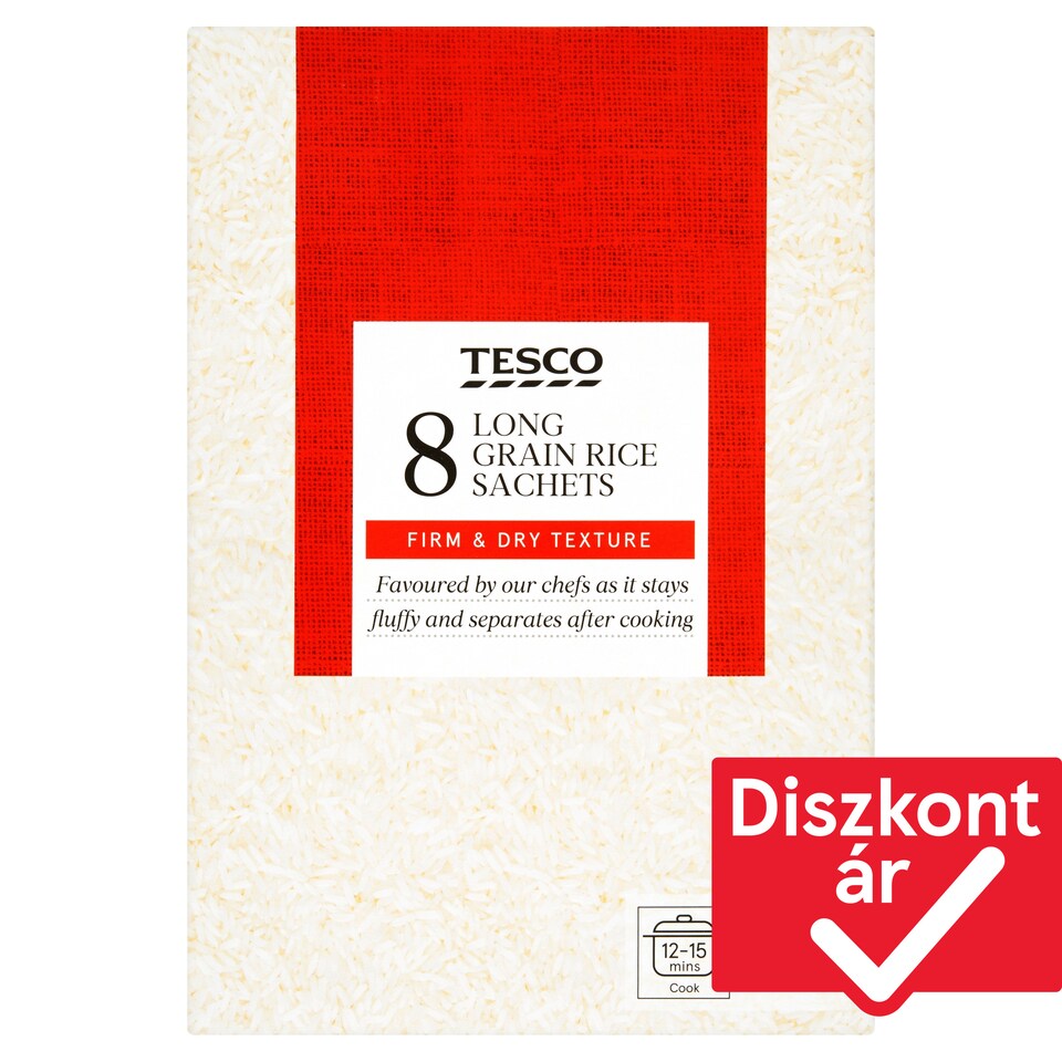 Tesco "A" minőségű, hosszú szemű rizs 8 x 125 g