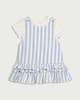 image 1 of F&F Baby 2-Piece Striped Pinafore and Bodysuit Set in Blue