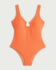 image 4 of F&F Textured Ring Detail Swimsuit in Orange