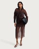 image 1 of F&F Organza Sheer Panel Co-ord Midi Skirt in Brown