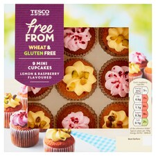 Tesco Free From 9 Mini Cupcakes Lemon & Raspberry