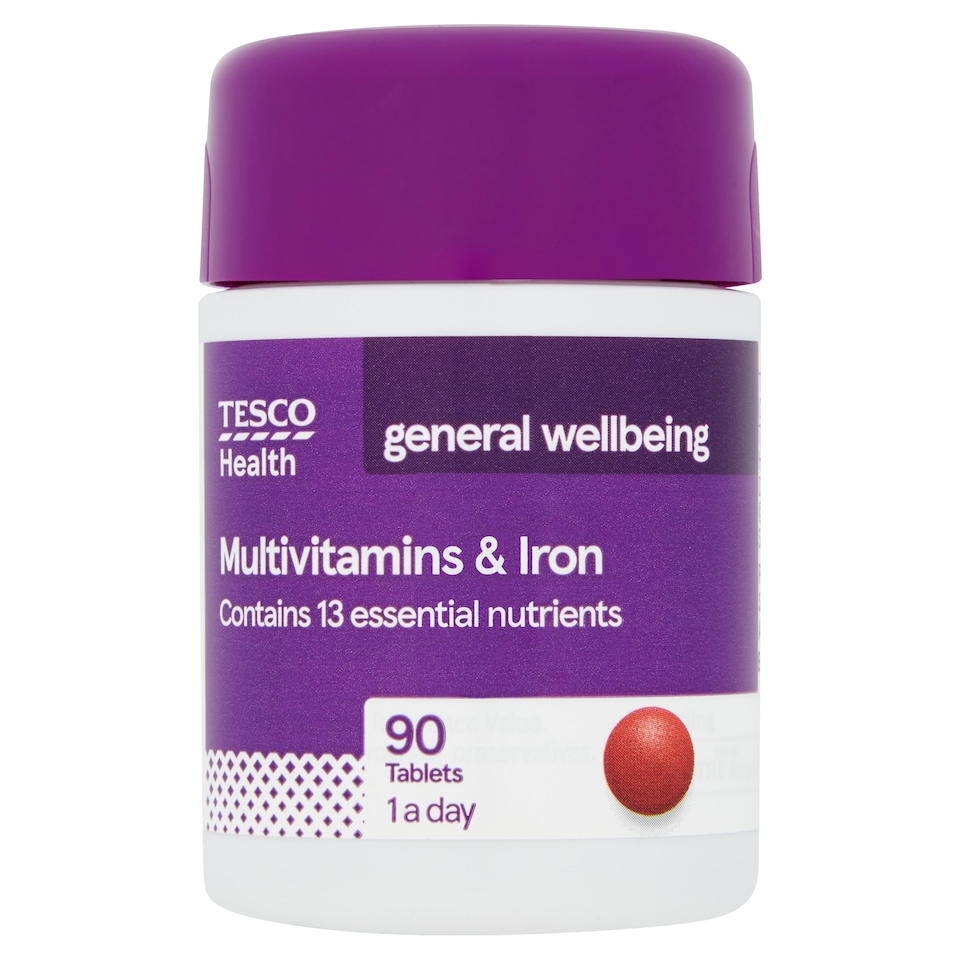 Tesco Multivitamins and Iron Tablets for General Wellbeing 90s