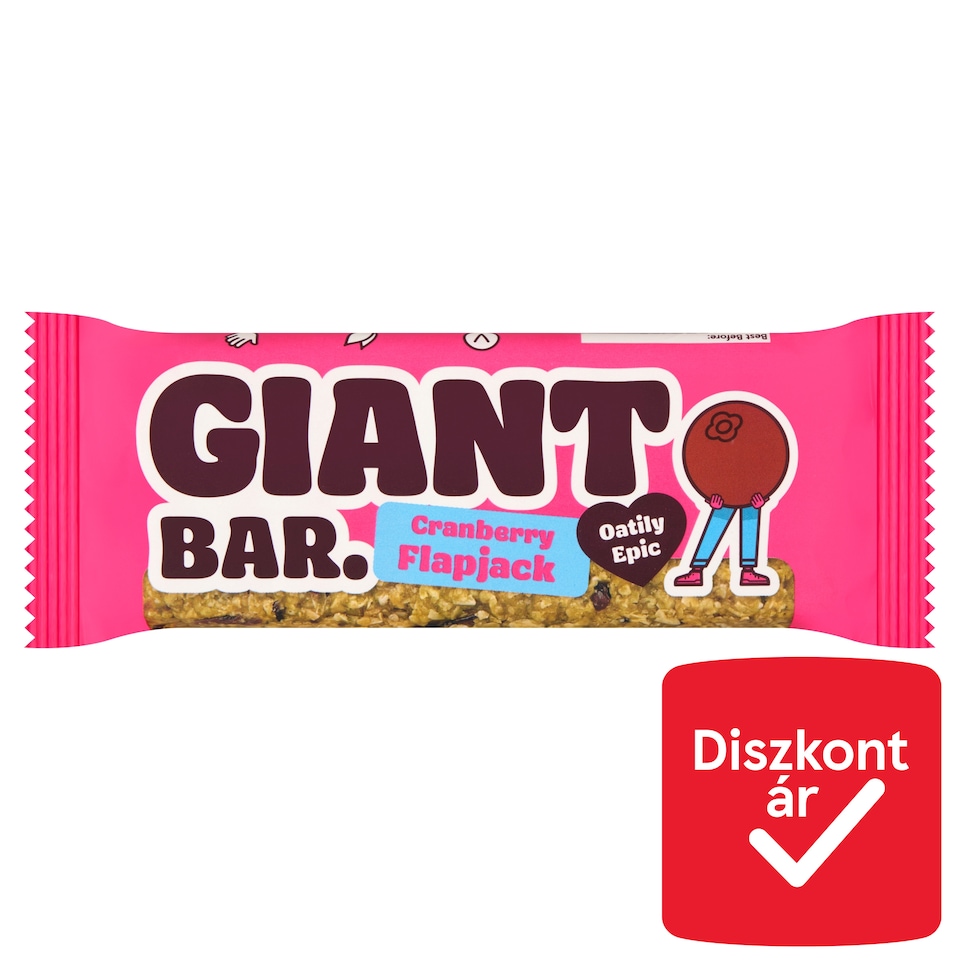 Giant Bar vörös áfonyás óriás zabszelet 90 g  1. kép