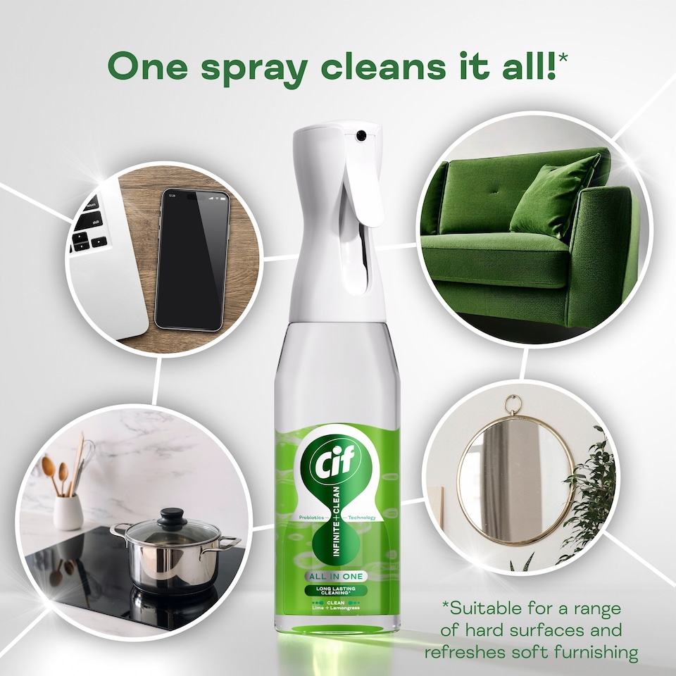 image 1 of Cif Infinite Clean All in One: Clean Lime and Lemongrass Spray 590ml