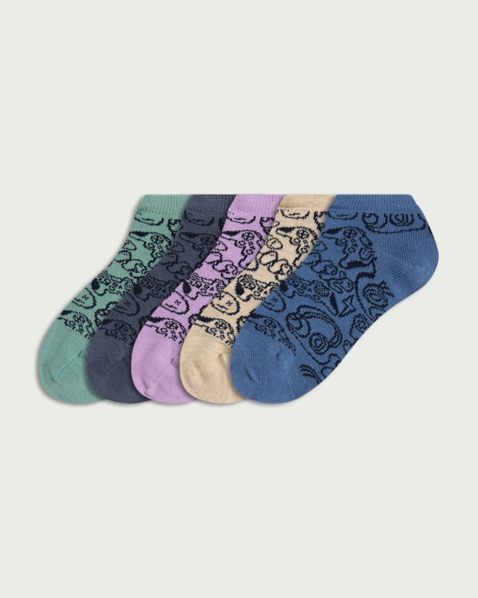 F&F Boys 5-Pack Cotton Rich Gaming Trainer Socks in Multi