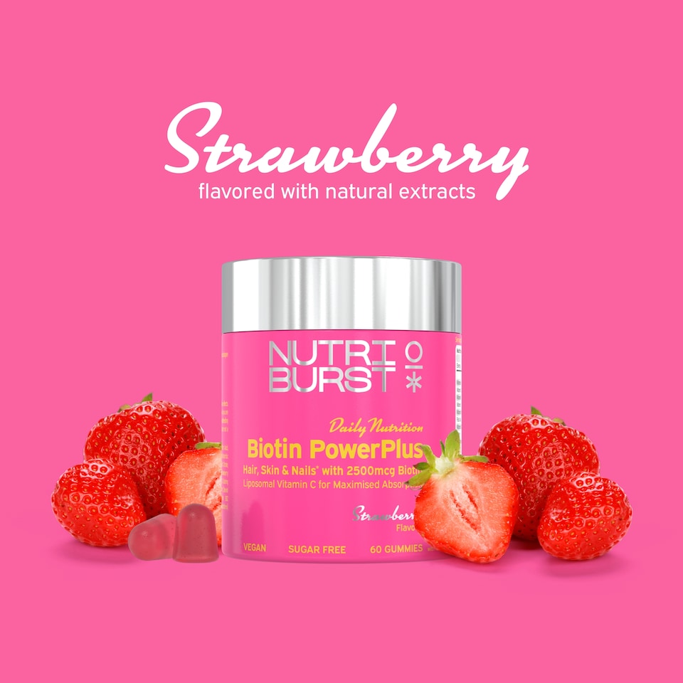 image 1 of Nutriburst Biotin PowerPlus Gummies - Strawberry Flavour 60s