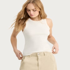 F&F Cotton Rich Ribbed Racer Back Vest in Cream