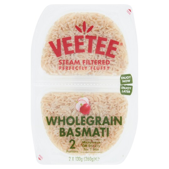 Veetee Wholegrain Basmati Rice Pots 2X130g Tesco Groceries
