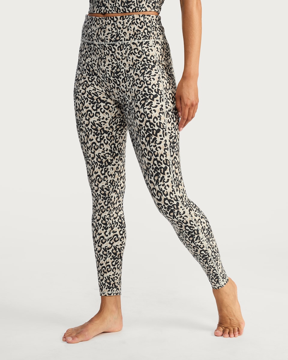 image 1 of F&F Active Leopard Print Sports Leggings in Brown