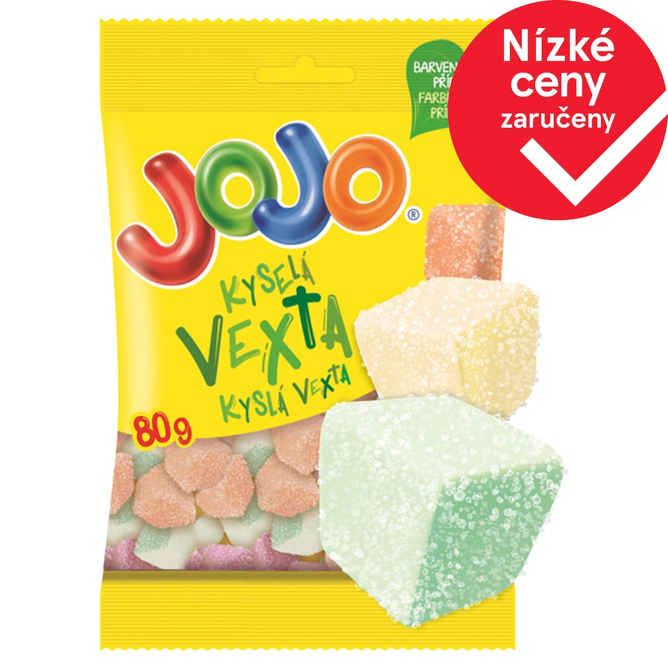 JOJO Vexta kyselá, želé bonbóny s ovocnými příchutěmi 80g