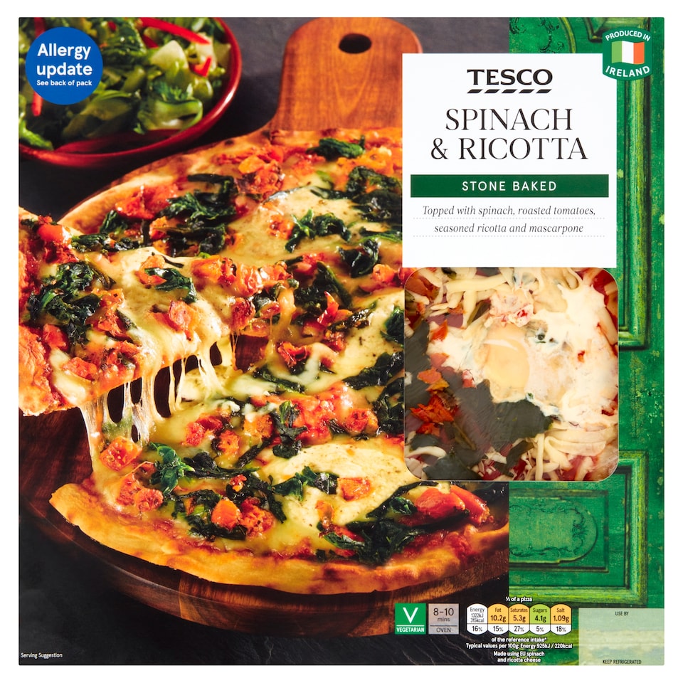 Tesco Stone Baked Spinach And Ricotta Pizza 314G