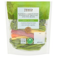 Tesco Rainbow Carrots With Tenderstem Broccoli, Fine Beans 180G