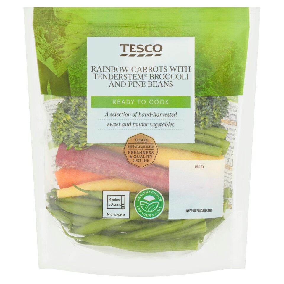 image 1 of Tesco Rainbow Carrots With Tenderstem Broccoli, Fine Beans 180G