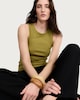 image 1 of F&F Cotton Rich Ribbed Racerback Vest in Green