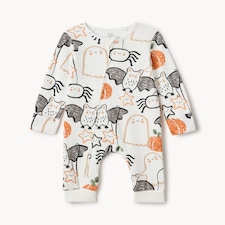 F&F Baby Pure Cotton Halloween Print Sleepsuit in Multi