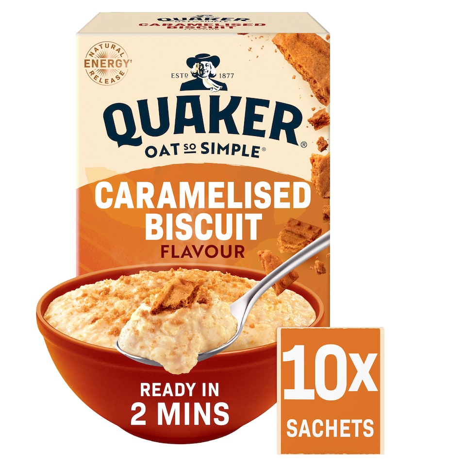 image 1 of Quaker Oat So Simple Porridge Sachets - Caramelised Biscuit 10x33.4g