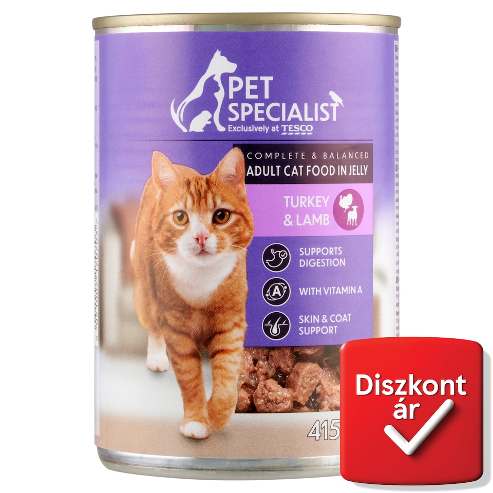 Pet Specialist teljes értékű állateledel felnőtt macskák számára pulykával és báránnyal 415 g