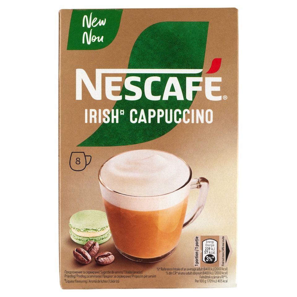 image 1 of NESCAFÉ Irish Cappuccino Liqueur Flavoured Instant Coffee Specialty 8 x 14 g (112 g)