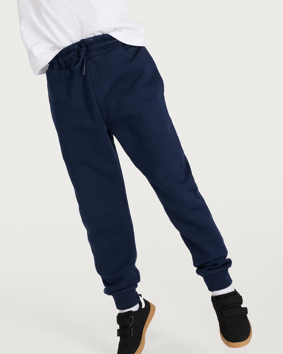image 1 of F&F Boys 3-Pack Cotton Rich Drawstring Cuffed Joggers in Black