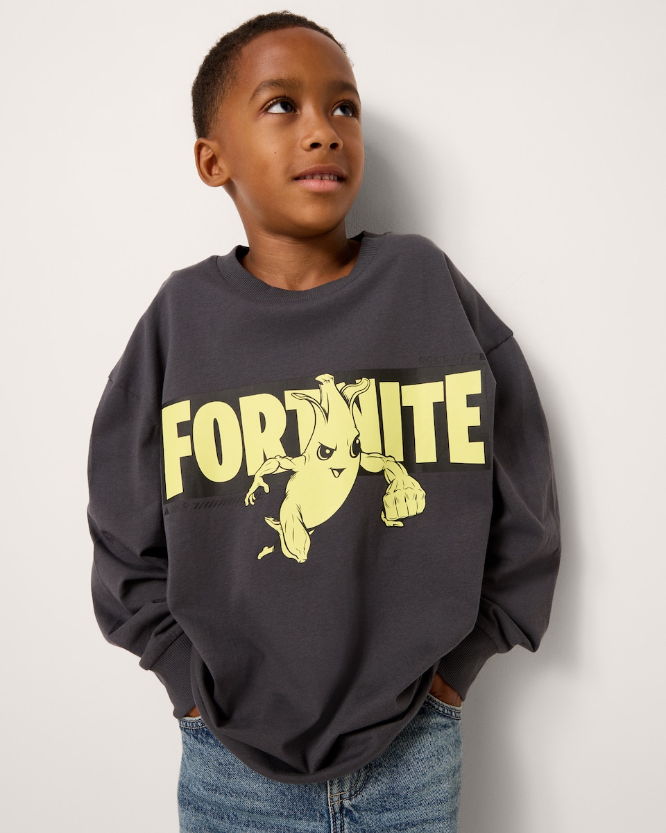 image 1 of Fortnite Pure Cotton Printed Top in Grey
