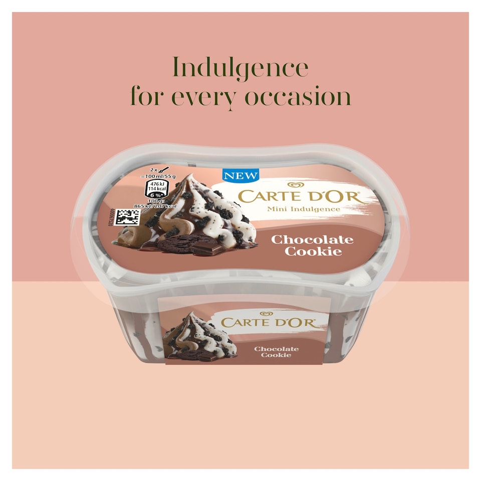 image 1 of CARTE D'OR INDLGNT CHOCOLATE COOKIE MINI ICE CREAM TUB 200ML