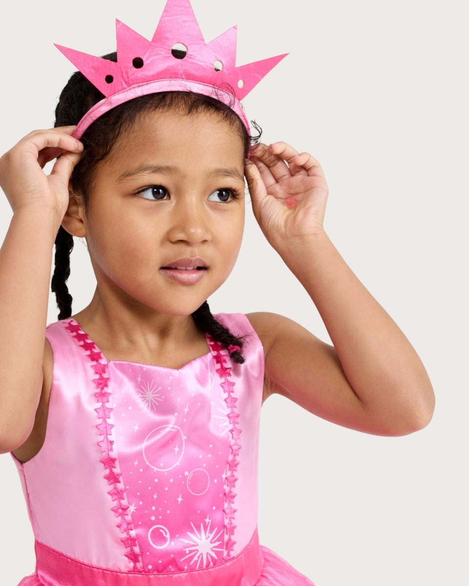 image 1 of F&F Girls 2-Piece Princess Fancy Dress Costume and Tiara in Pink