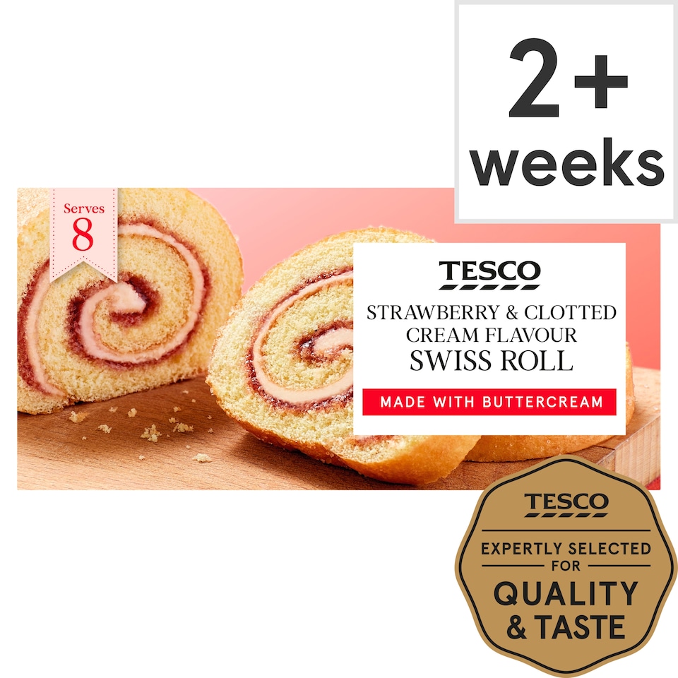 Tesco Strawberry & Clotted Cream Swiss Roll