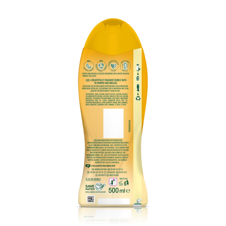 image 1 of Palmolive Pamper & Indulge Bubble Bath With Macadamia Oil 500ml