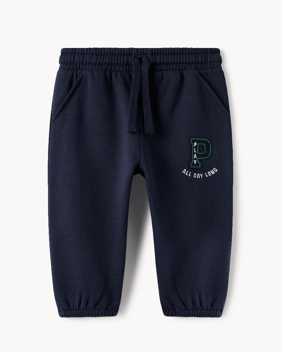 image 1 of F&F Baby 2-Piece Cotton Rich Rugby Sweatshirt and Joggers Set in Green