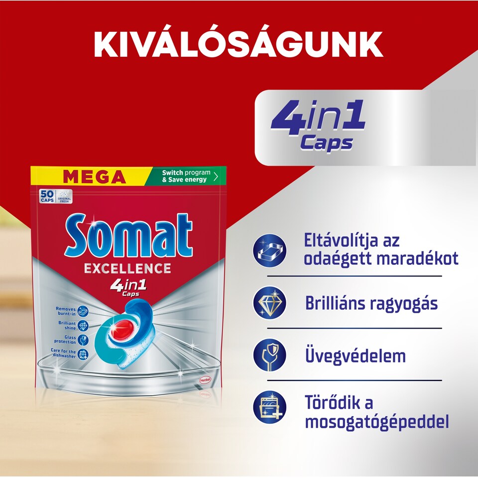Somat 4in1 Excellence mosogatógép kapszula 50 db  1. kép