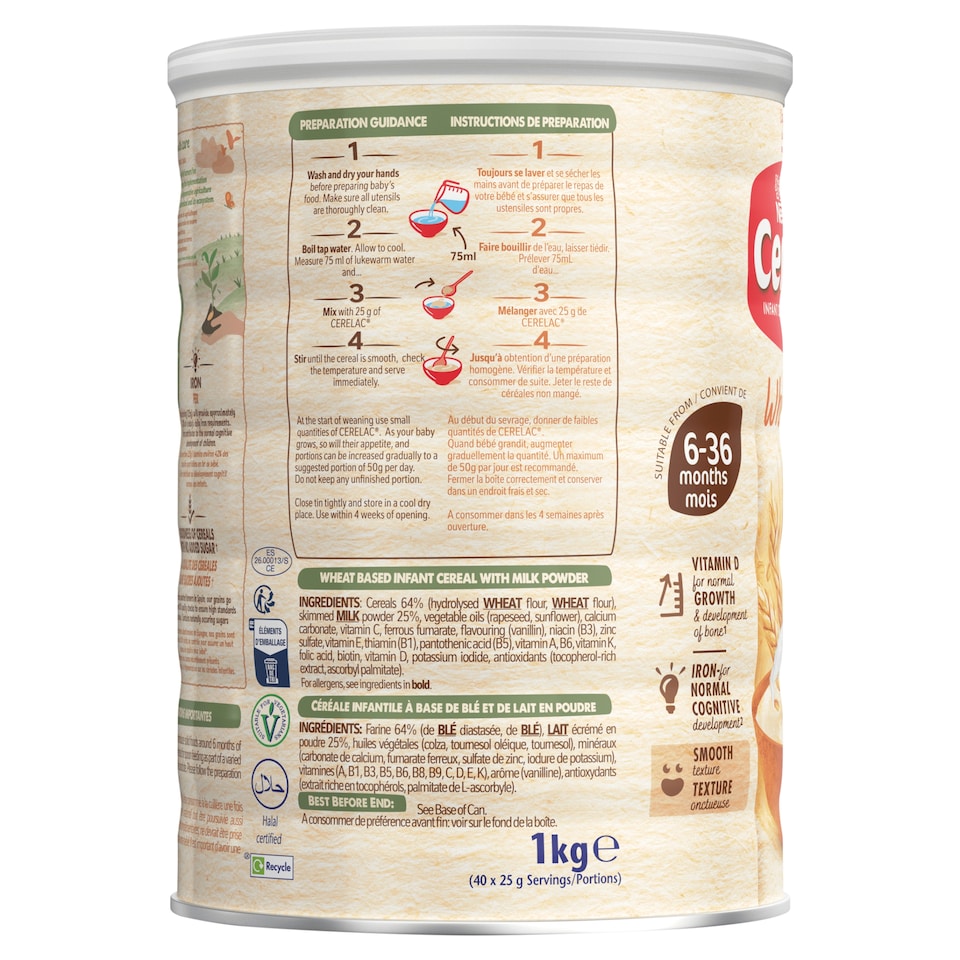image 1 of Cerelac Infant Cereals With Milk Wheat 6+ Months 1kg
