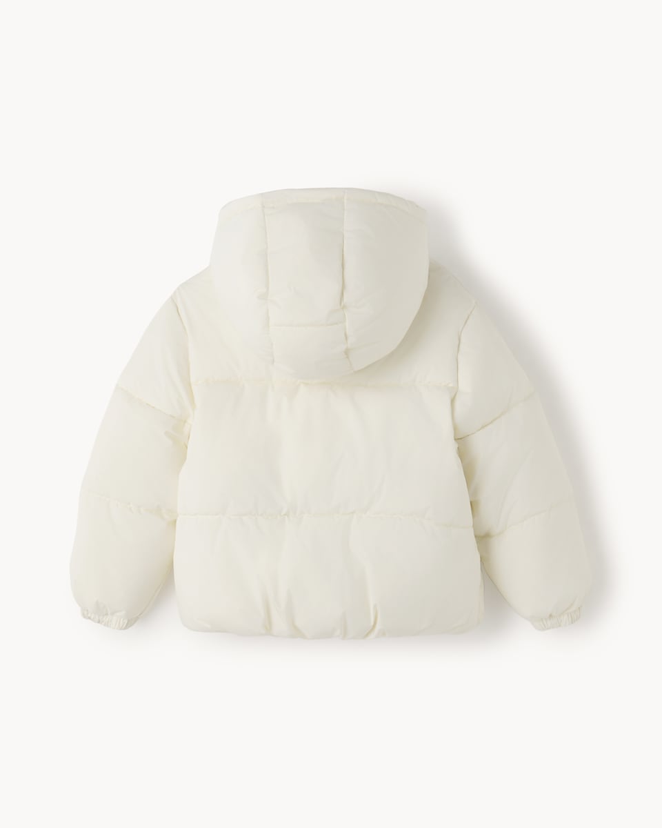 image 1 of F&F Girls Shower Resistant Hooded Padded Coat in Cream