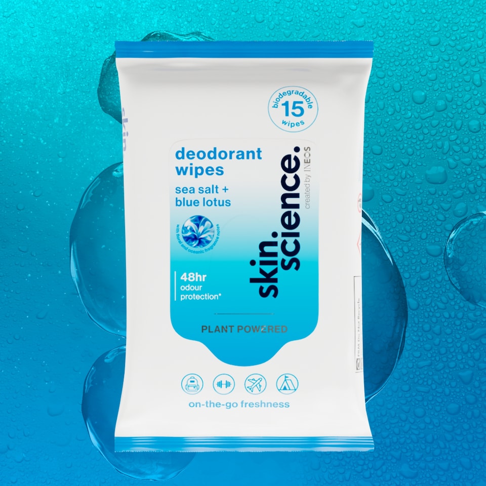 image 1 of INEOS Skin Science Sea Salt + Blue Lotus Deodorant Body 15 Wipes 