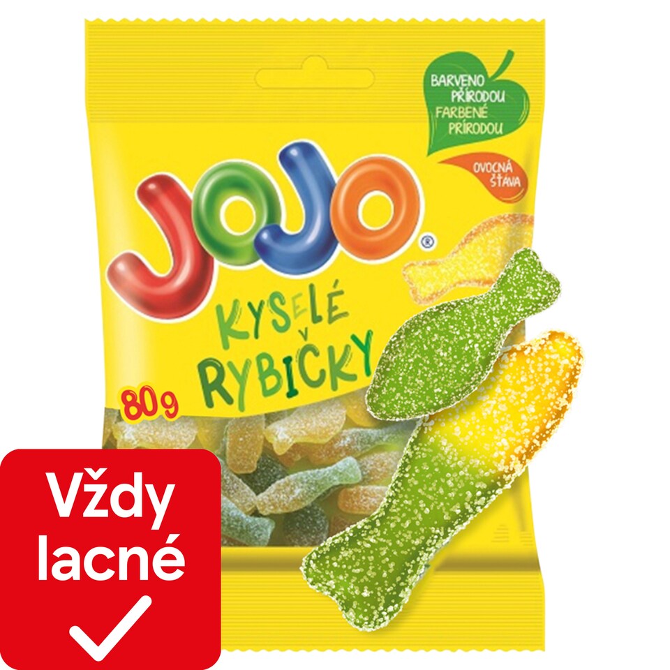 JOJO Kyslé rybičky želé cukríky s ovocnými príchuťami 80 g