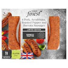 Tesco Finest BBQ 4 Pork, Arrabiata, Roasted Peppers & Burrata Sausage 440g