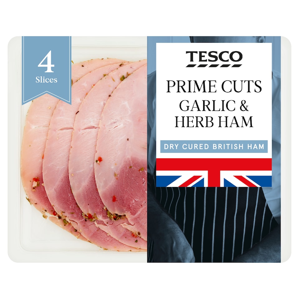 image 1 of Tesco British Garlic & Herb Ham Slices 130g